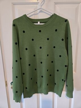 Green Polka Dot Crewneck Sweater